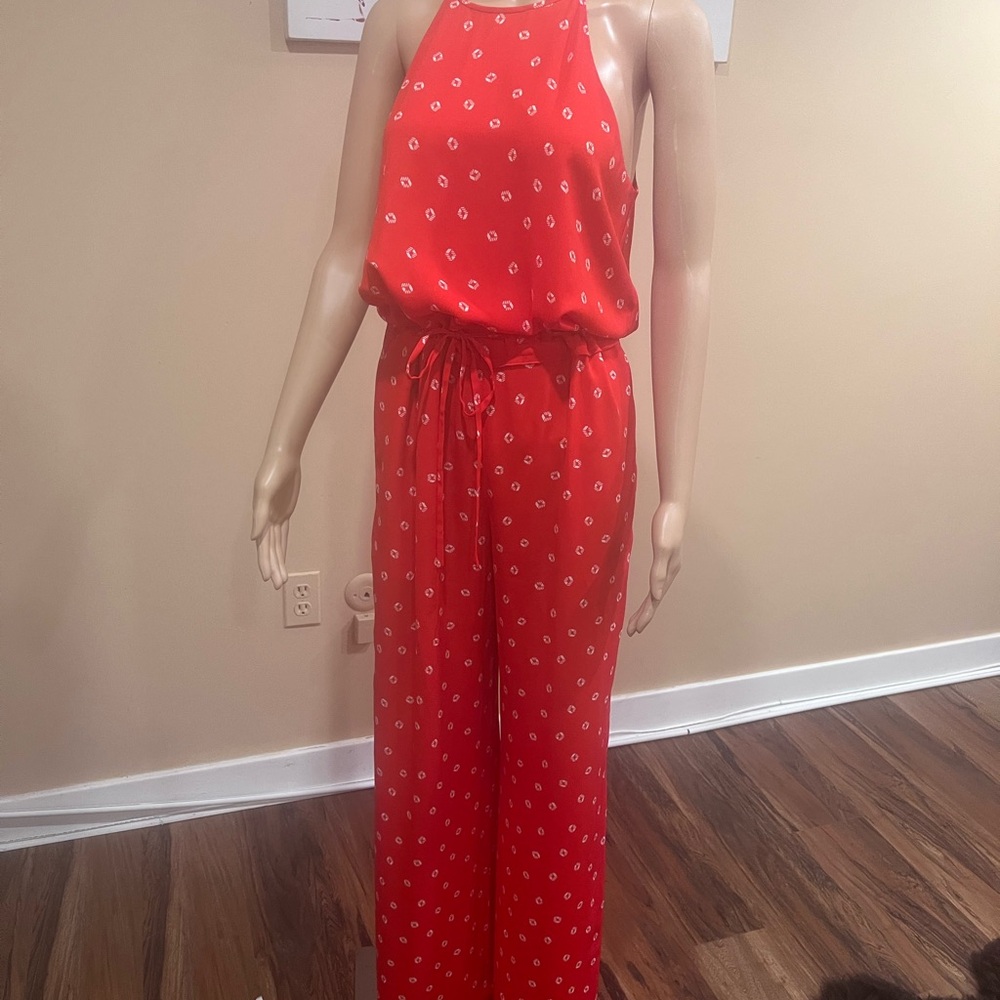 Diane Von Furstenberg Red Patterned Jumpsuit